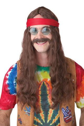Hippie Man Wig & Moustache