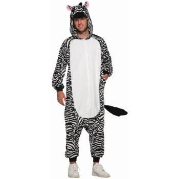 Onesie-Zebra Adult Costume
