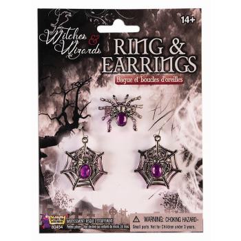 Spider Witch Earrings & Ring Set