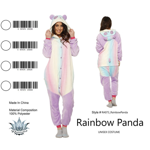 Onesie Rainbow Panda-Adult Costume