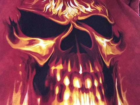 Skeleton Fire Face-Adult Halloween T-Shirt