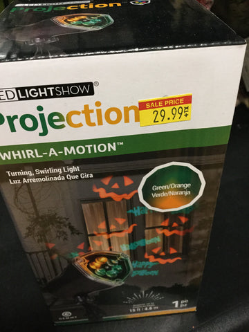 Lightshow Projection-Whirl-a-Motion-Happy Halloween JOL(Green/Orange)