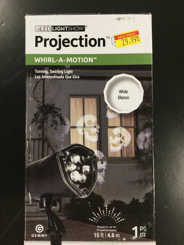 Lightshow Projection-Whirl-a-Motion-Scary Skulls (White)